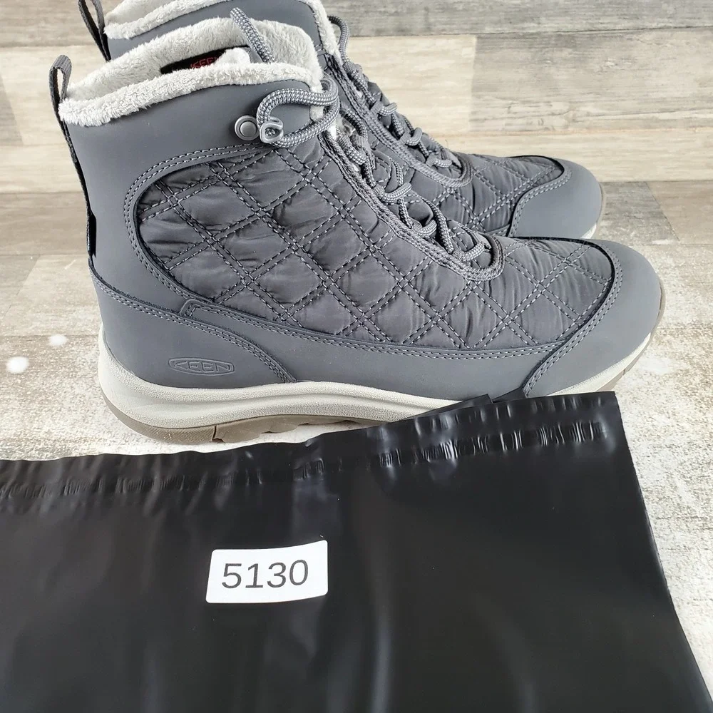 Keen Terradora II Wintry Boot Women Sz 9.5 Steel Gray Waterproof Lace Up Quilted